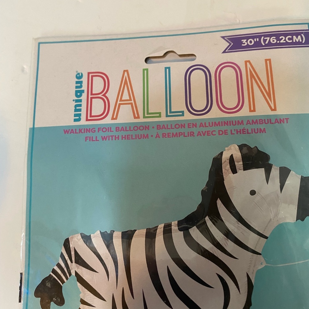 Nique Zebra Foil Walking Balloon - Black & White